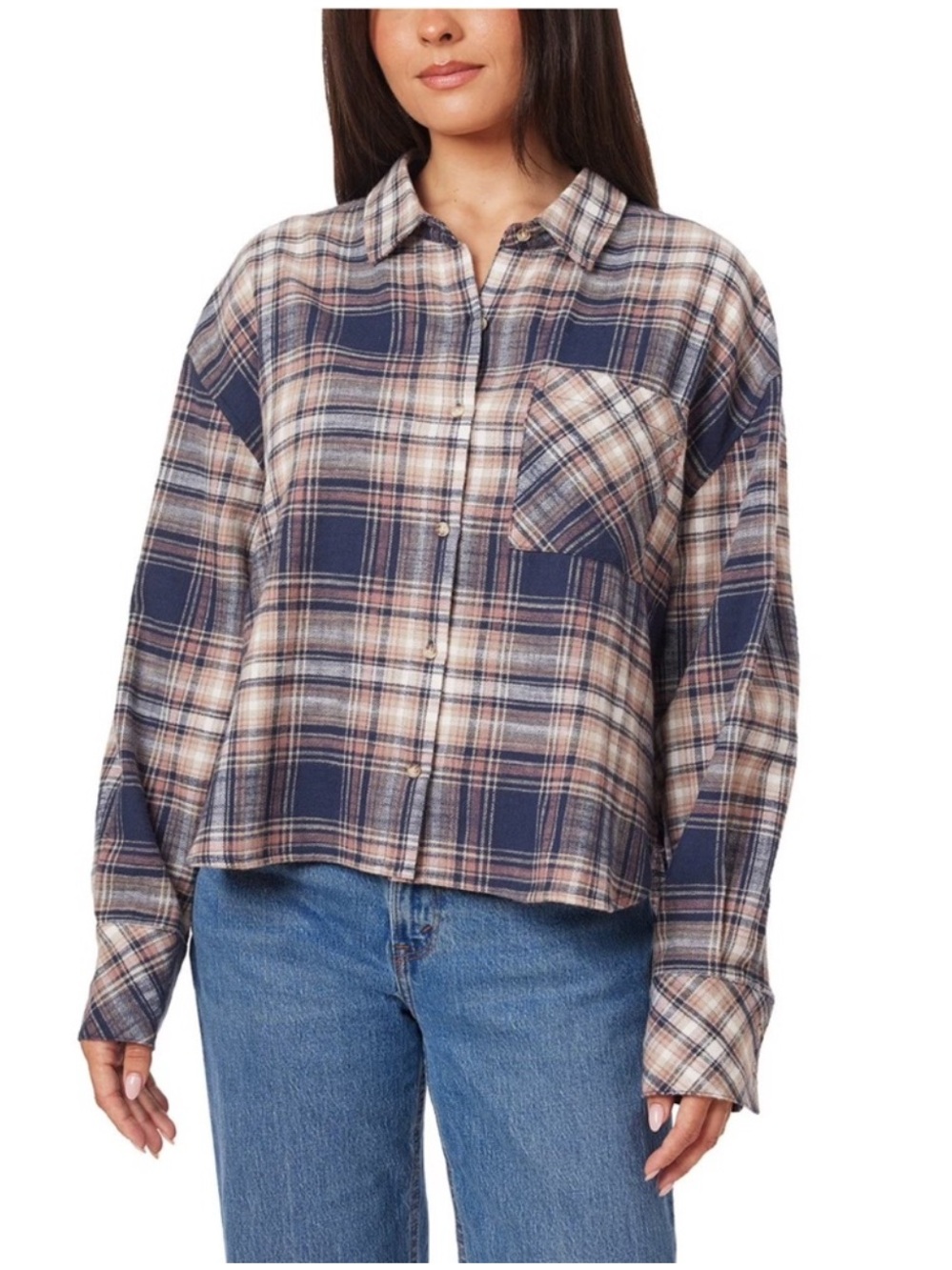 Scotch & Soda Women’s Plaid Cotton Flannel Button Down Shirt